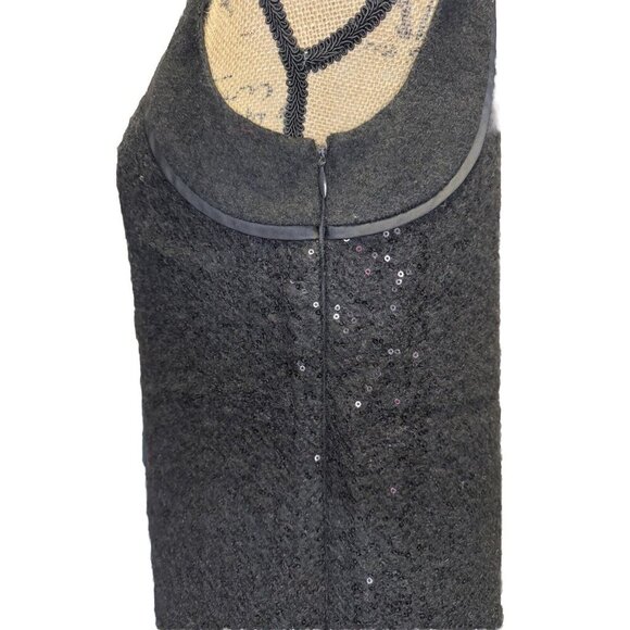 Ann Taylor LOFT Black Sheath Dress Sleeveless Sequin Lined Wool Blend Size 6 - Picture 4 of 10